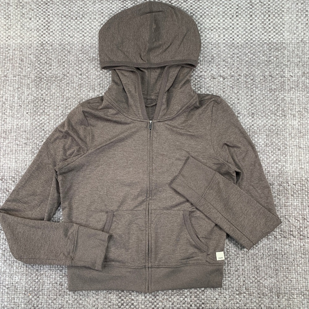 Vuori Halo Performance Hoodie Womens S Brown Heather Full Zip Activewear
